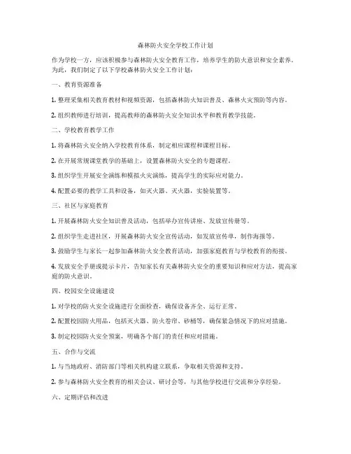 森林防火安全学校工作计划
