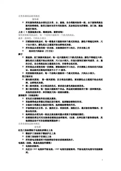 百货各课商品陈列规范
