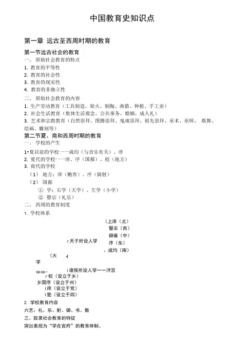 中国教育史知识点