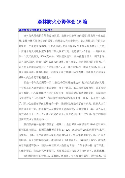 森林防火心得体会15篇