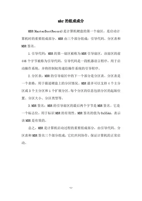 mbr的组成成分