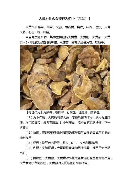 大黄为什么会被称为药中“将军”？