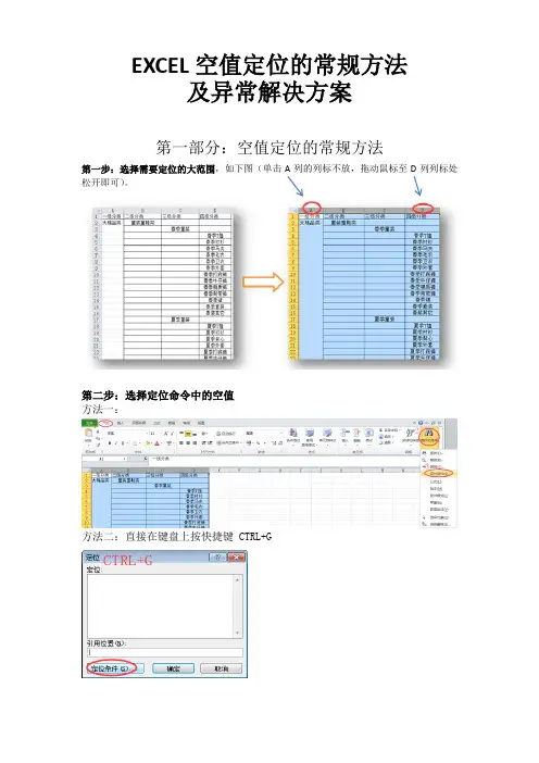 2018-08-21 EXCEL空值定位的常规方法及异常解决方案