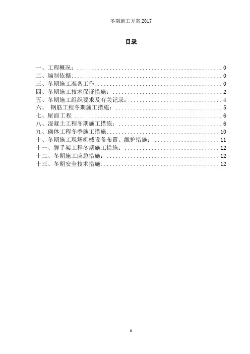 冬期施工方案2017