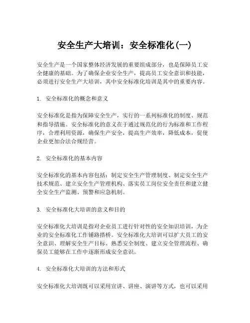 安全生产大培训：安全标准化(一)