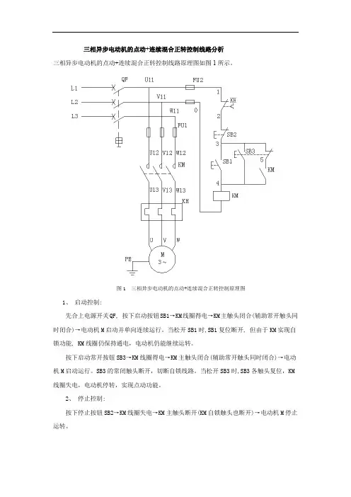 三相异步电动机的点动连续混合正转控制线路分析(精)