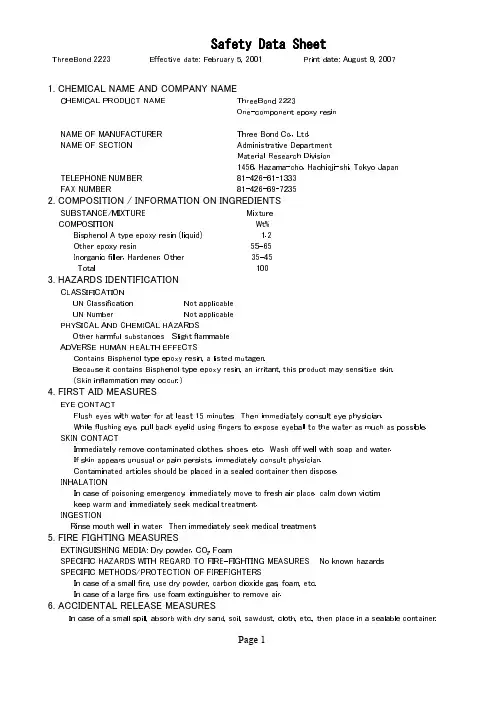 MSDS-120 THREE BOND 2223英文