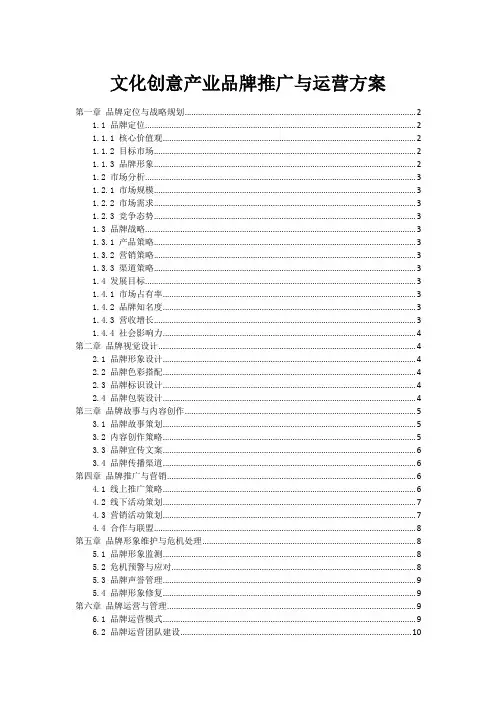 文化创意产业品牌推广与运营方案