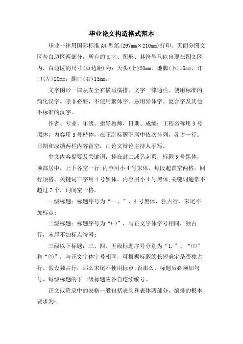 毕业论文结构格式范本