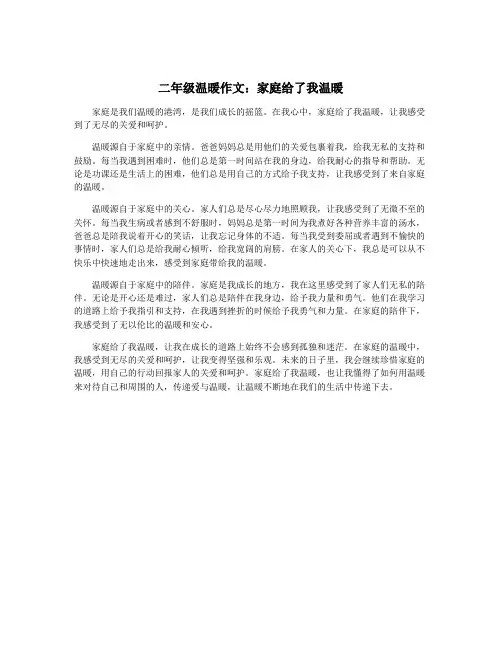 二年级温暖作文:家庭给了我温暖