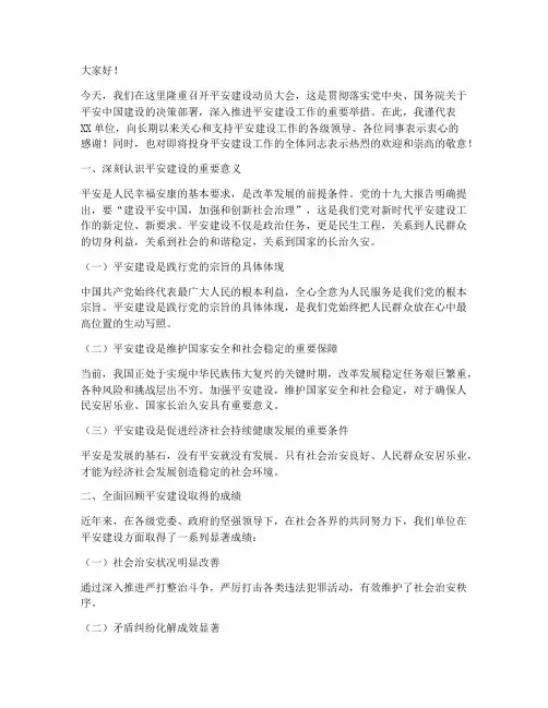 平安建设动员大会发言稿