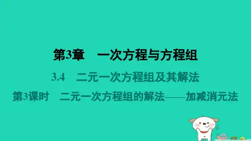 七年级数学上册第3章一次方程与方程组3-4二元一次方程组及其解法第3课时二元一次方程组的解法__加减