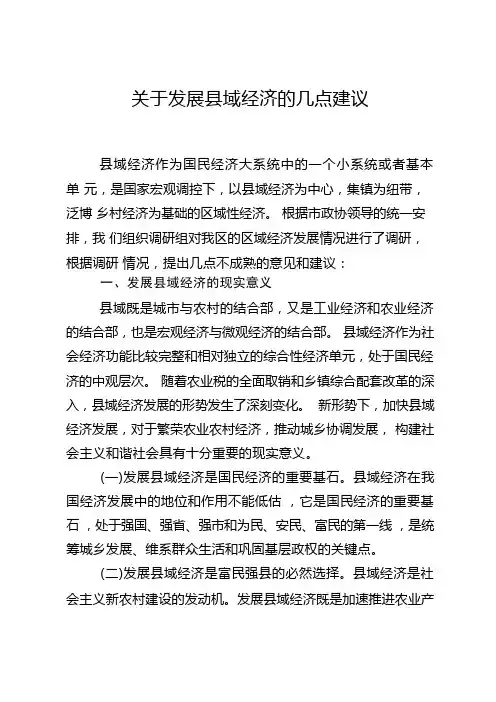 关于发展县域经济的几点建议