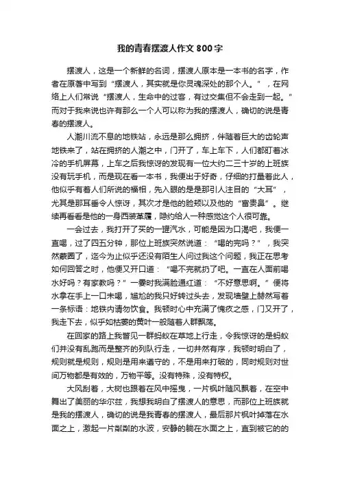我的青春摆渡人作文800字