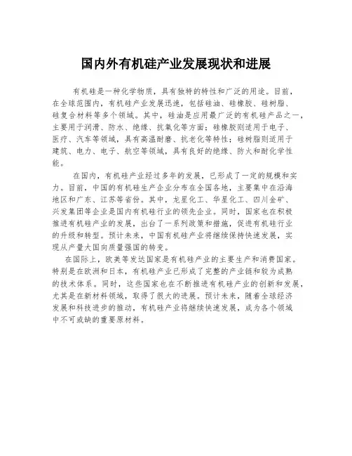 国内外有机硅产业发展现状和进展