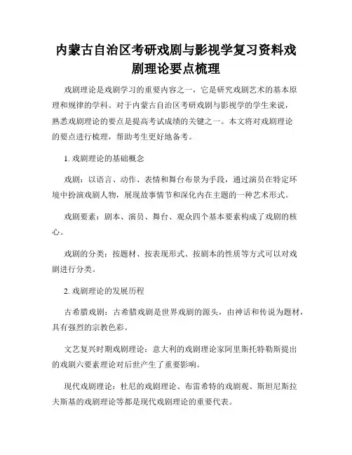内蒙古自治区考研戏剧与影视学复习资料戏剧理论要点梳理