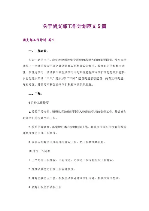 关于团支部工作计划范文5篇