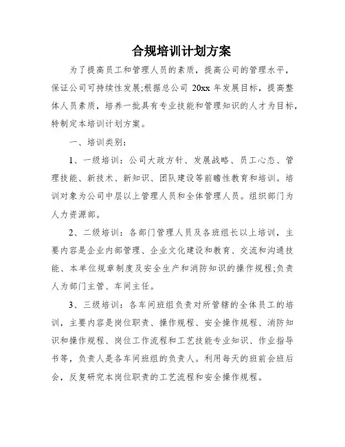 合规培训计划方案