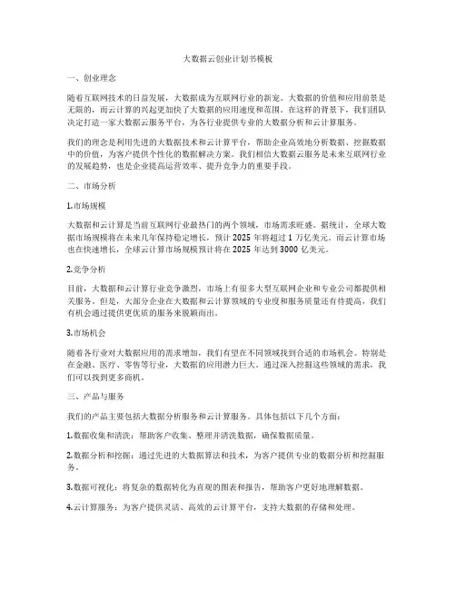 大数据云创业计划书模板