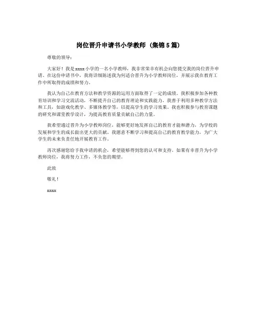 岗位晋升申请书小学教师 (集锦5篇)