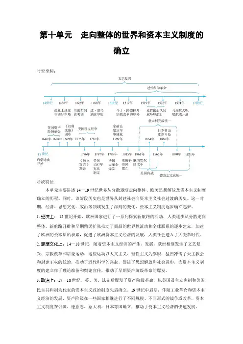 高考备考教案之历史：第十单元 走向整体的世界和资本主义制度的确立