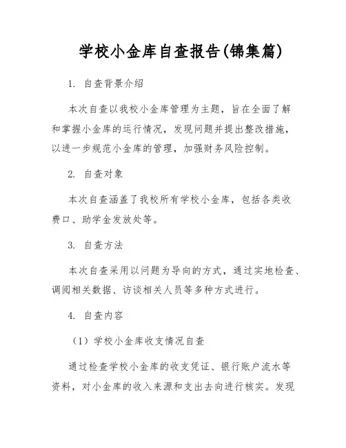 学校小金库自查报告(锦集篇)