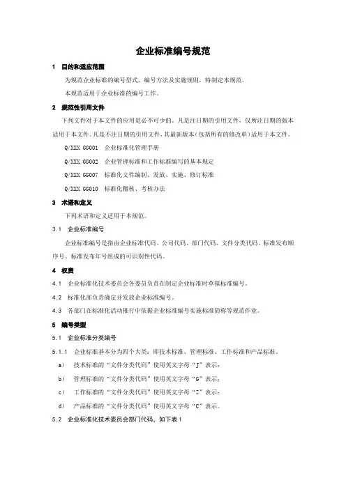 企业标准编号规范