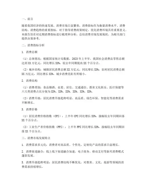消费指标汇报总结范文