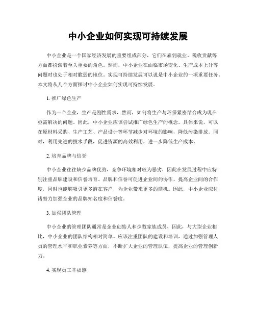 中小企业如何实现可持续发展