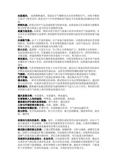 工业通风与除尘考试点