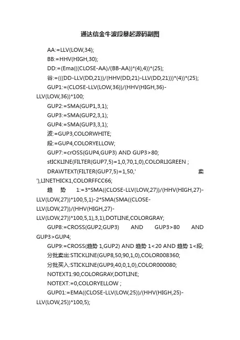 通达信金牛波段暴起源码副图