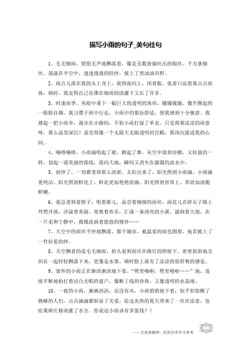 描写小雨的句子-美句佳句