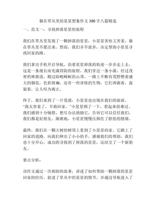 躲在草丛里的星星想象作文300字八篇精选