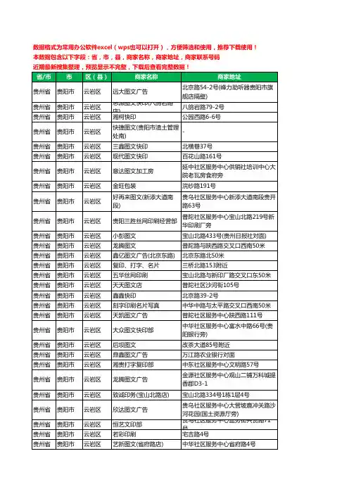 2020新版贵州省贵阳市云岩区复印工商企业公司商家名录名单黄页联系电话号码地址大全238家