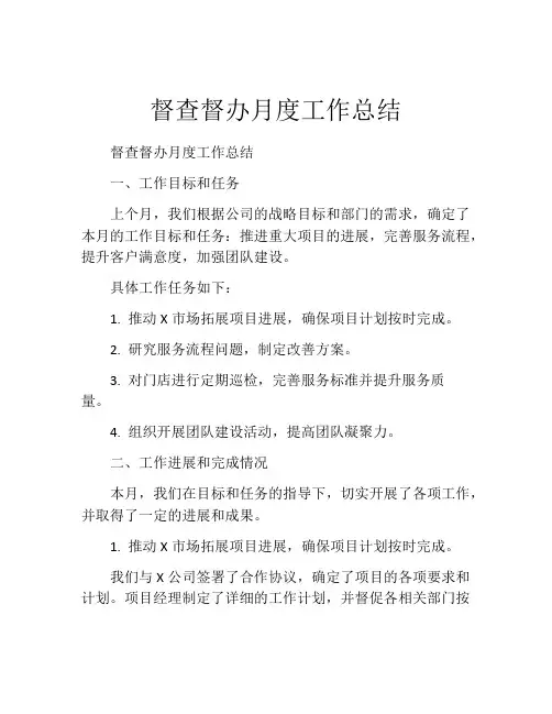 督查督办月度工作总结