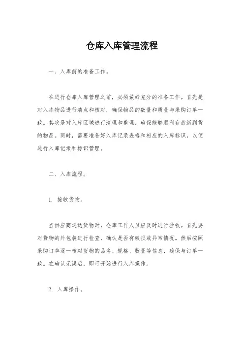 仓库入库管理流程