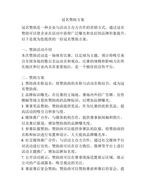 冠名赞助方案
