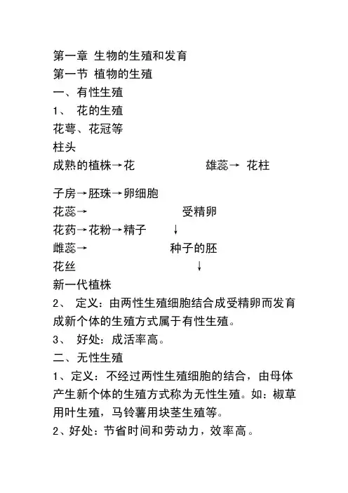 [笔记]第一章生物的生殖和发育