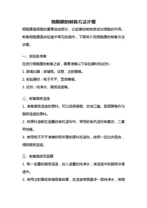 细胞膜的制备方法步骤