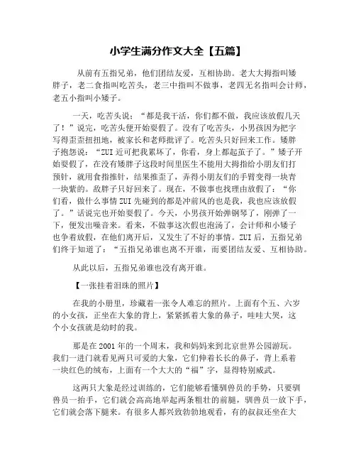 小学生满分作文大全【五篇】