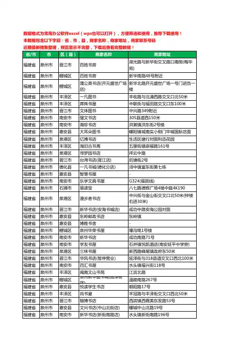 2020新版福建省泉州市书店工商企业公司商家名录名单联系电话号码地址大全383家