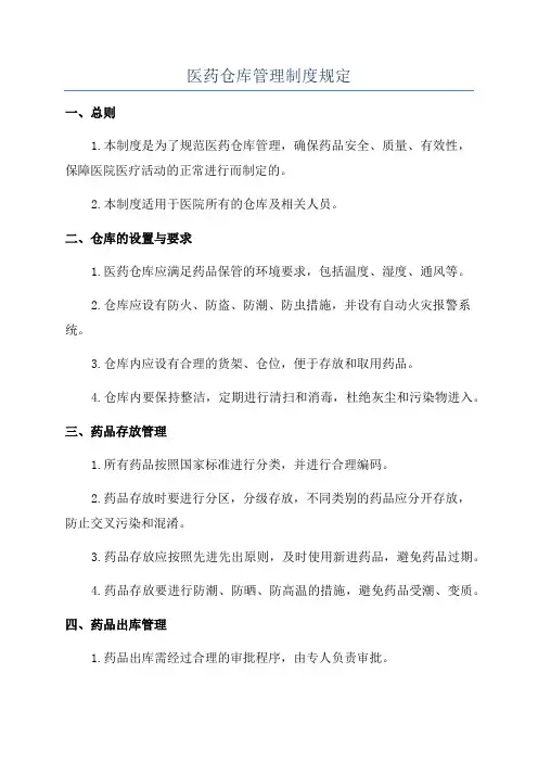 医药仓库管理制度规定