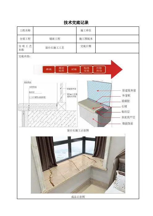技术交底记录(窗台石施工工艺)
