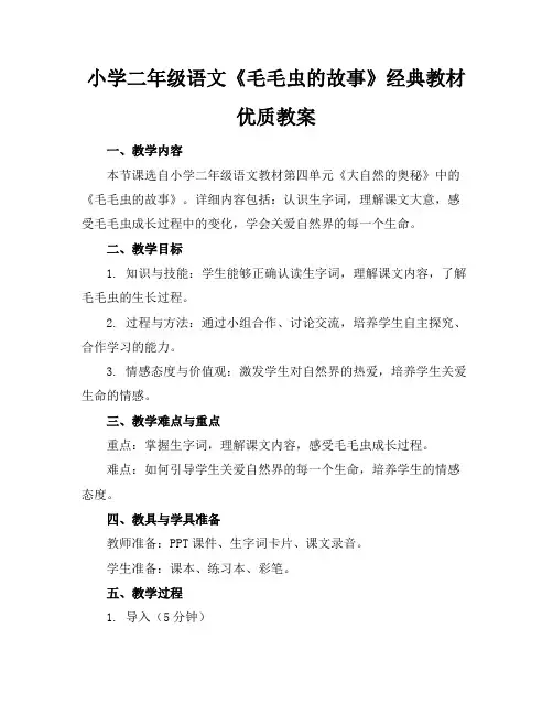 小学二年级语文《毛毛虫的故事》经典教材优质教案