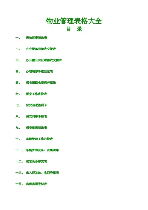 《物业管理》表格大全