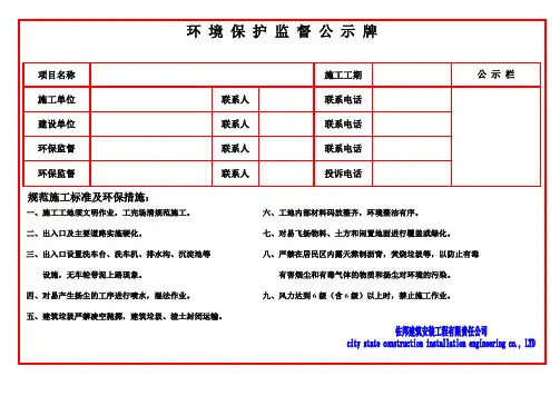 环 境 保 护 监 督 公 示 牌
