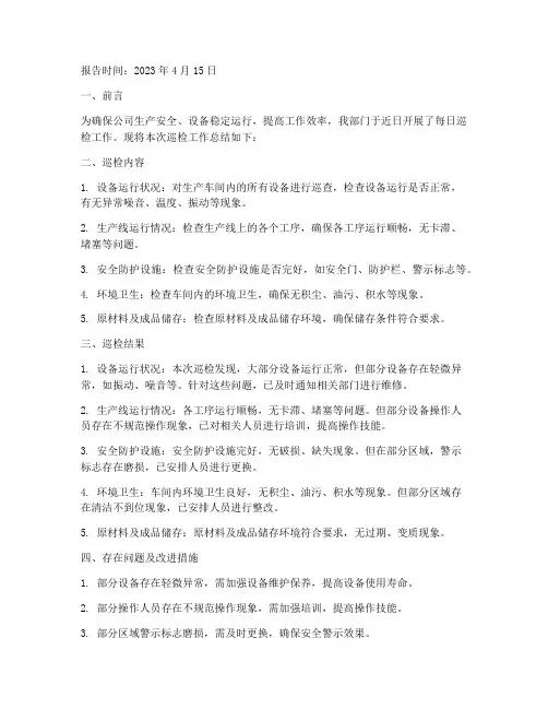 每日巡检工作总结报告范文