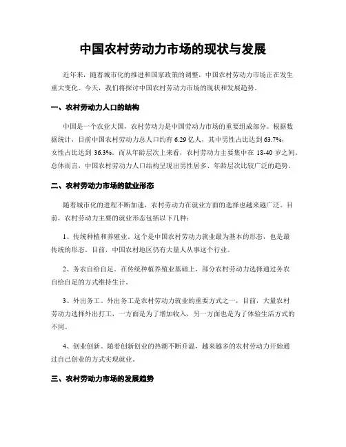 中国农村劳动力市场的现状与发展