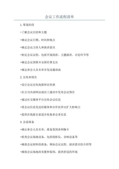 会议工作流程清单