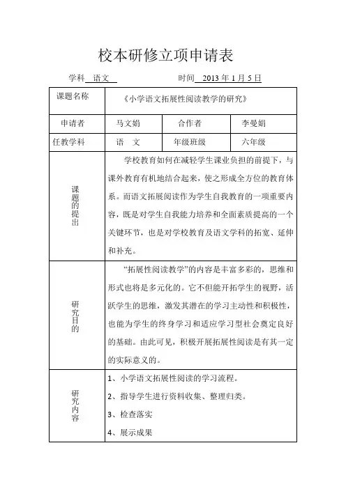 校本研修立项申请表